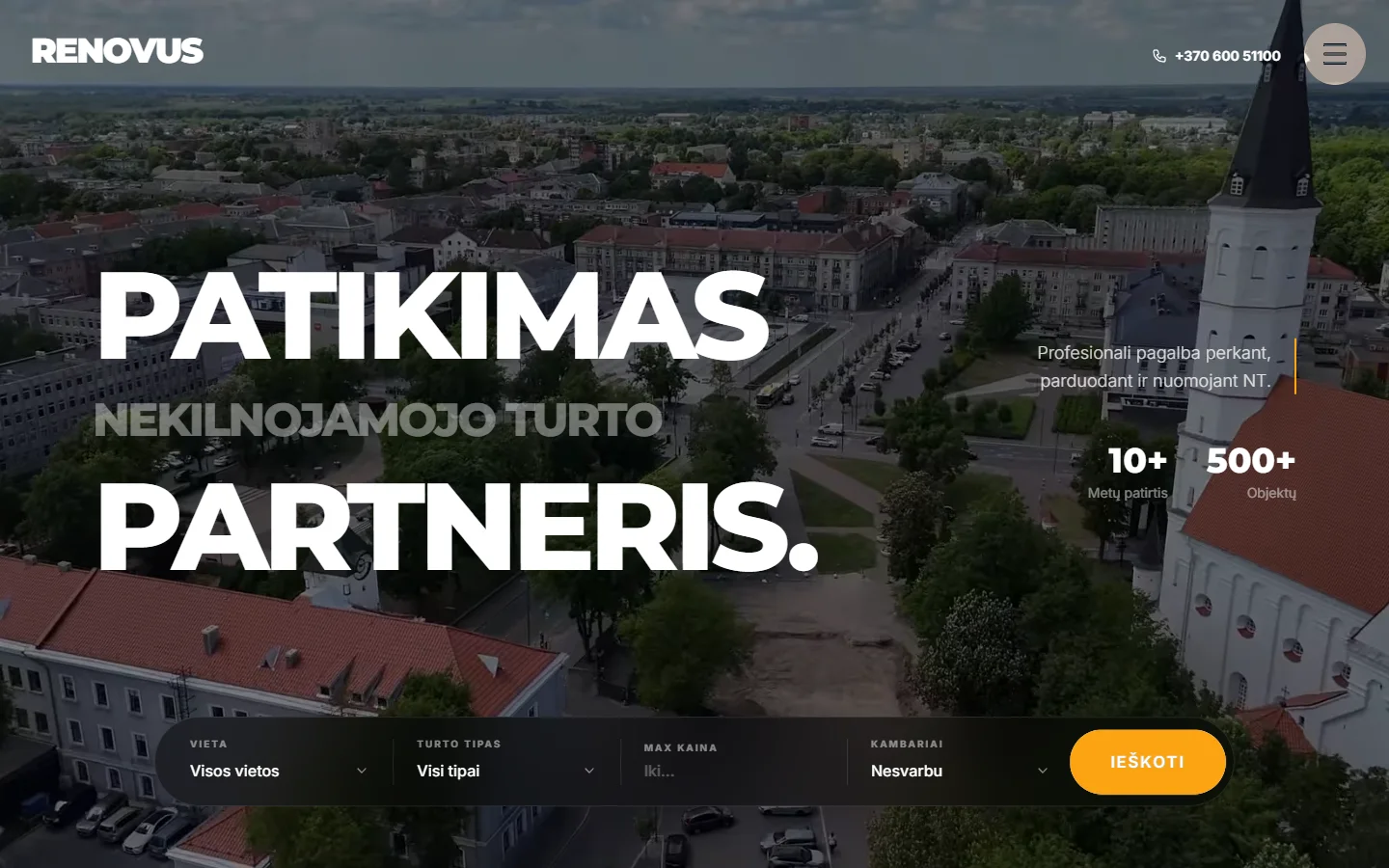 Renovus — svetainės pradžios puslapis